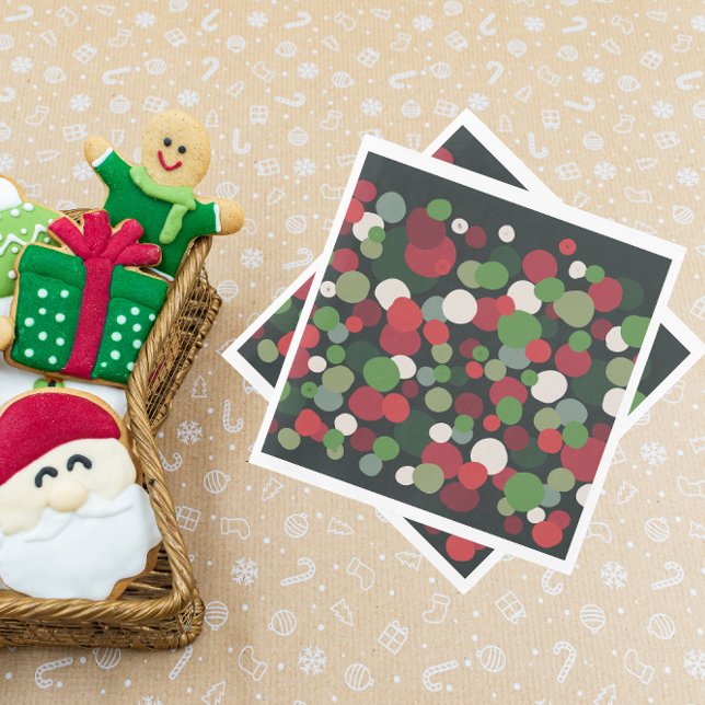 Serviette En Papier Noël des mignons points verts rouges (Créateur téléchargé)