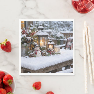 Serviette En Papier Noël d'hiver enneigé