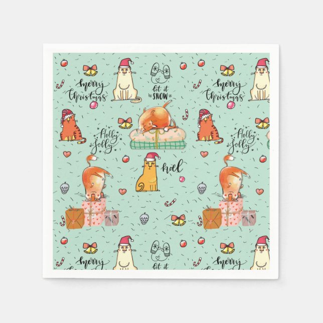 Serviette En Papier Noël drôle (Devant)