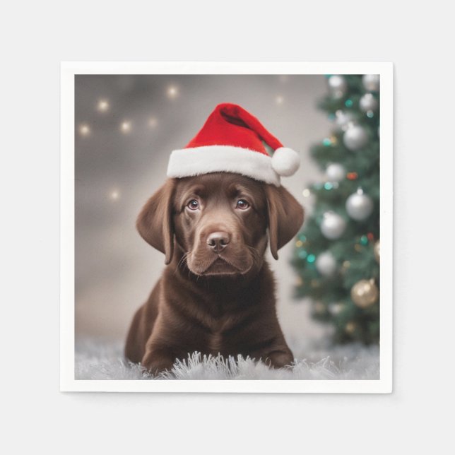 Serviette En Papier Noël du Labrador au chocolat (Devant)