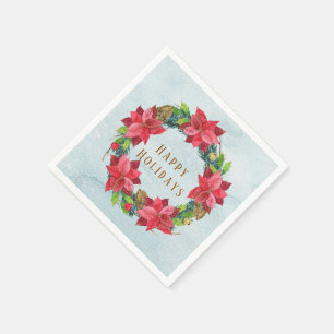 Serviette En Papier Noël élégant de guirlande de poinsettia de