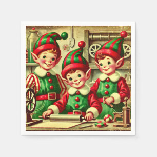 Serviette En Papier Noël Elves Père Noël Cookie