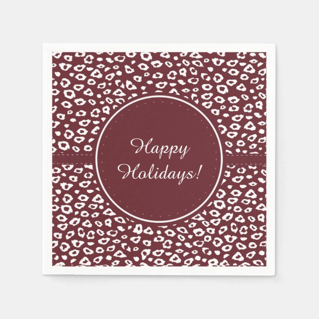 Serviette En Papier Noël Empreinte de léopard rouge (Devant)