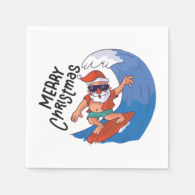 Serviette En Papier Noël en juillet Card Classic Round Sticker (Devant)