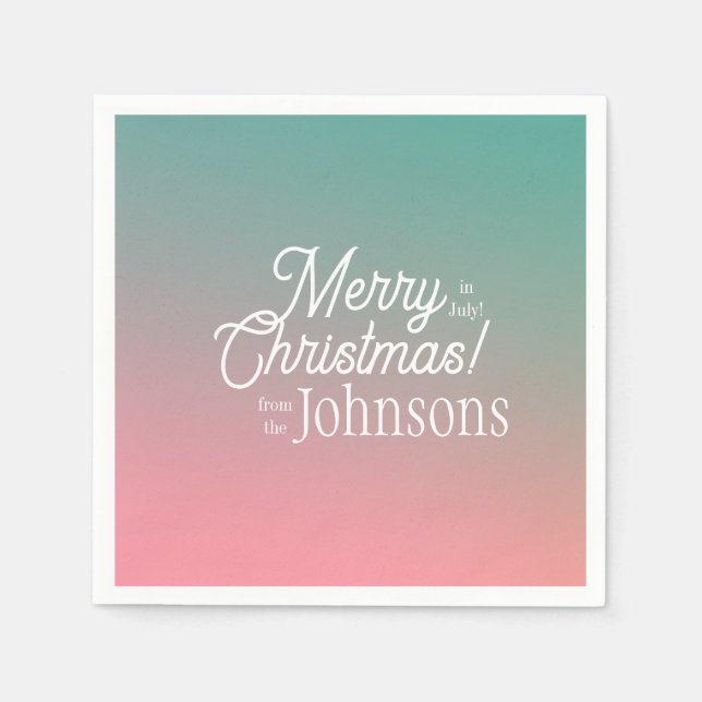 Serviette En Papier Noël en juillet Pink Green Ombre Party (Devant)