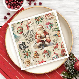 Serviette En Papier Noël Festif du Père Noël Vintage