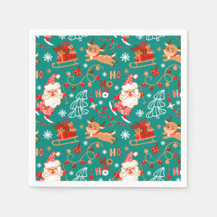 Serviette En Papier Noël festif Père Noël et rennes