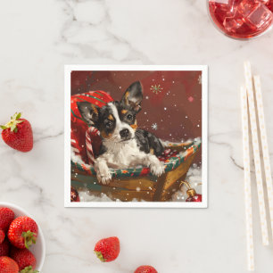Serviette En Papier Noël Fête de chien Rat Terrier