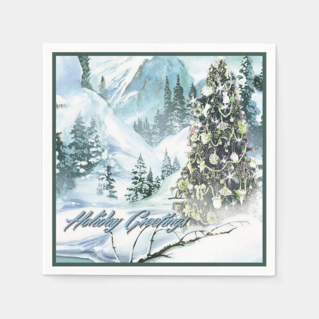 Serviette En Papier Noël Forêt Salutations de vacances Naples (Devant)
