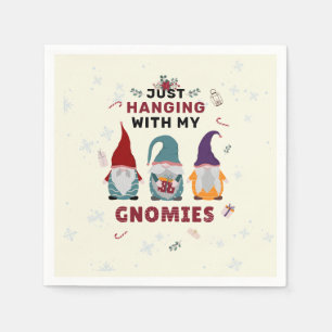 Serviette En Papier Noël Gnome Famille mignonne Hanging Out Gnomies