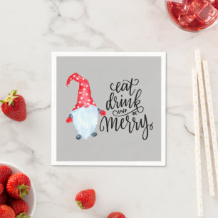 Serviette En Papier Noël Gnome Manger Boire Soyez Joyeux