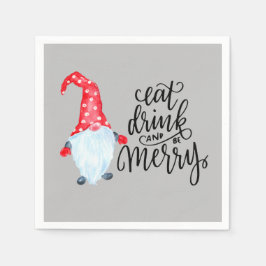 Serviette En Papier Noël Gnome Manger Boire Soyez Joyeux