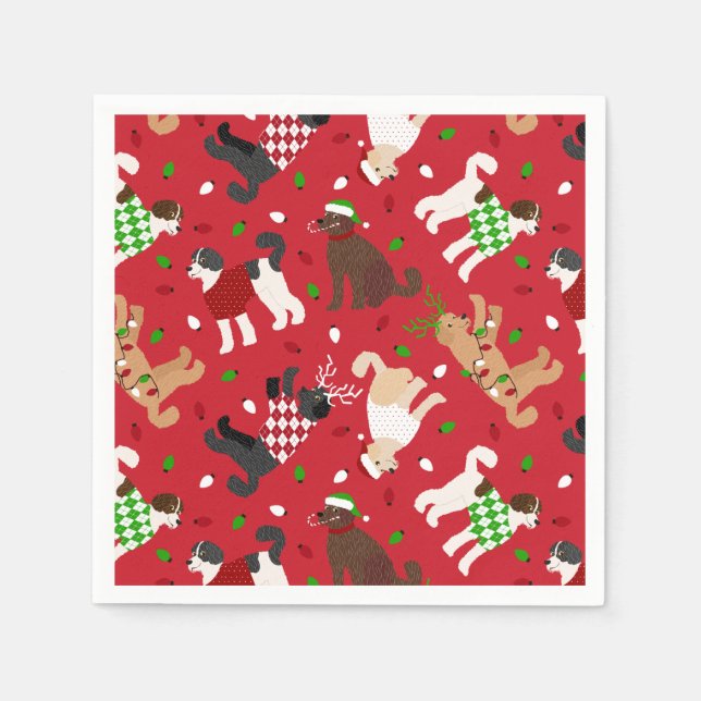 Serviette En Papier Noël Goldendoodle Labradoodle serviettes (Devant)