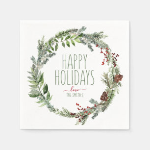 Serviette En Papier Noël/guirlande à feuillage persistant serviettes