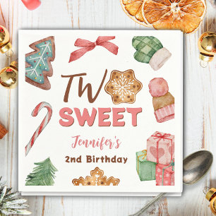 Serviette En Papier Noël hiver 2e anniversaire fille mignonne biscuit