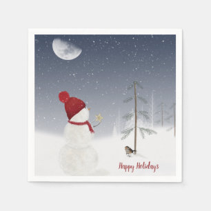Serviette En Papier Noël Holiday Snowman avec étoile
