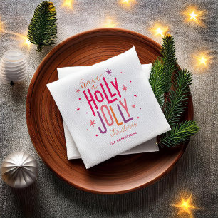 Serviette En Papier Noël "Holly Jolly" lumineux et festif
