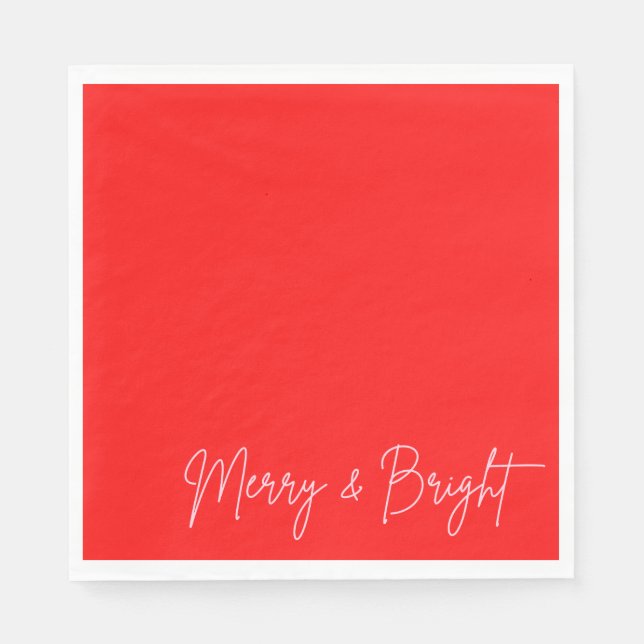 Serviette En Papier Noël Joyeux et rose rouge vif 2025 (Devant)
