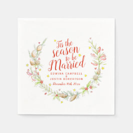 Serviette En Papier Noël mariage cônes baies étoile aquarelle