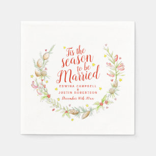 Serviette En Papier Noël mariage cônes baies étoile aquarelle