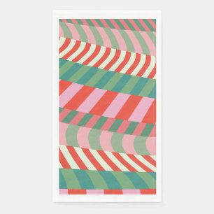 Serviette En Papier Noël moderne rouge vert rose bandes géométriques