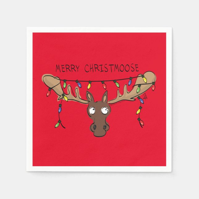 Serviette En Papier Noël Moose mignonne drôle animal de vacances (Devant)