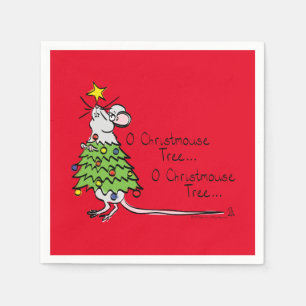 Serviette En Papier Noël Mouse mignonne Drôle Vacances