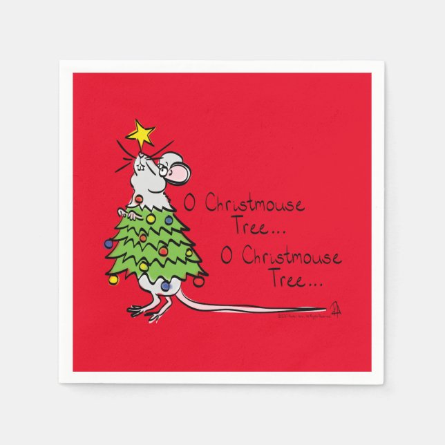 Serviette En Papier Noël Mouse mignonne Drôle Vacances (Devant)