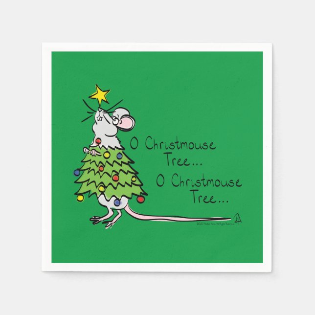 Serviette En Papier Noël Mouse mignonne Drôle Vacances (Devant)