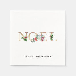 Serviette En Papier Noël Noel Vert Floral Famille