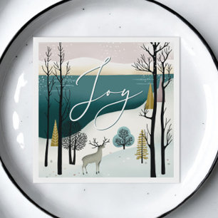 Serviette En Papier Noël nordique   Joy Woodland Winter Holiday