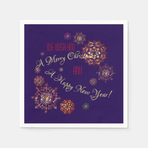 Serviette En Papier Noël - nouvel an - flocons de neige colorés et lum