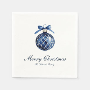 Serviette En Papier Noël Ornement Bleu Traditionnel
