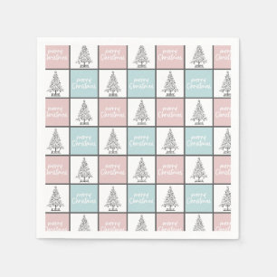 Serviette En Papier Noël Pastel Bleu et rose Motif moderne