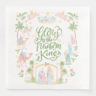 Serviette En Papier Noël pastel Gloire au Roi nouveau-né