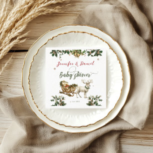Serviette En Papier Noël Père Noël Baby Winter Red Green Baby shower