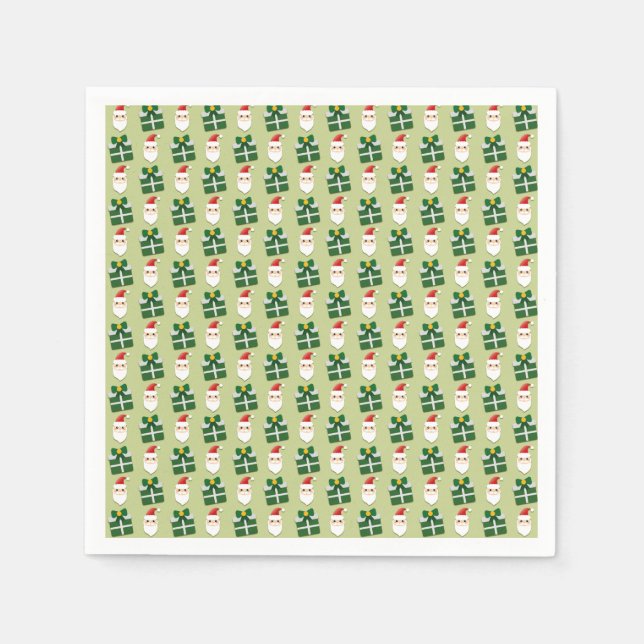 Serviette En Papier Noël Père Noël Red et Green Festive (Devant)