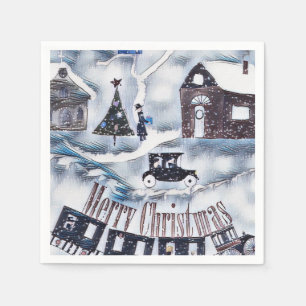 Serviette En Papier Noël, Plaque en papier Vintage