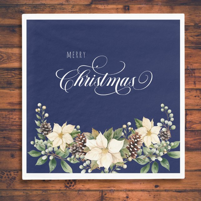 Serviette En Papier Noel Poinsettia bleu (Créateur téléchargé)