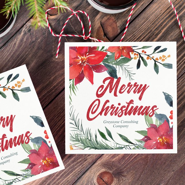Serviette En Papier Noël Poinsettia Floral Company Fête (Créateur téléchargé)