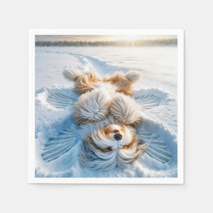 Serviette En Papier Noël Porté Collie Ange Neige