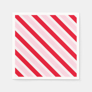 Serviette En Papier Noël Rayures Rose Rouge Moderne