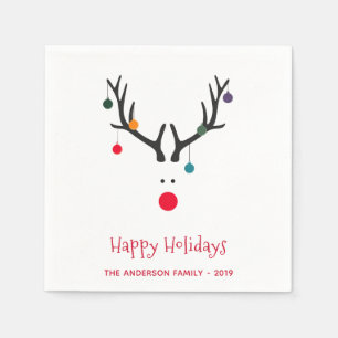 Serviette En Papier Noël rennes blanc rouge nom