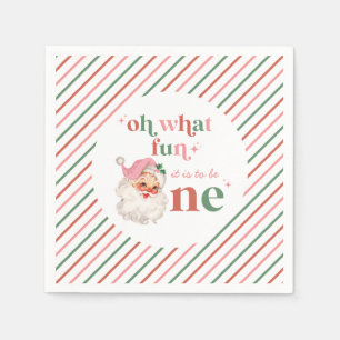 Serviette En Papier Noël Rétro rose Santa Premier Anniversaire