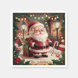 Serviette En Papier Noël rétro Vintage personnalisé