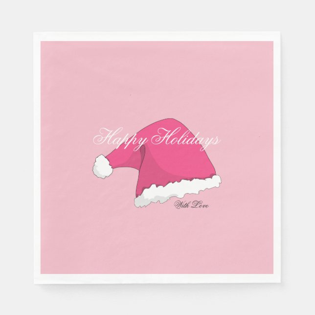 Serviette En Papier Noël rose (Devant)