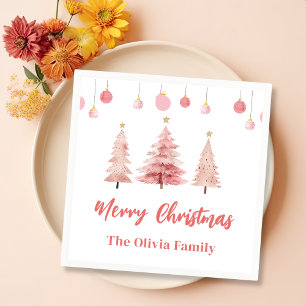 Serviette En Papier Noël rose