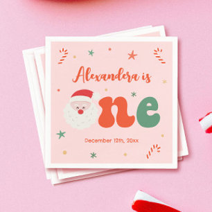 Serviette En Papier Noël rose 1er anniversaire fête