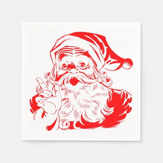 Serviette En Papier Noël rouge et blanc du Père Noël (Devant)