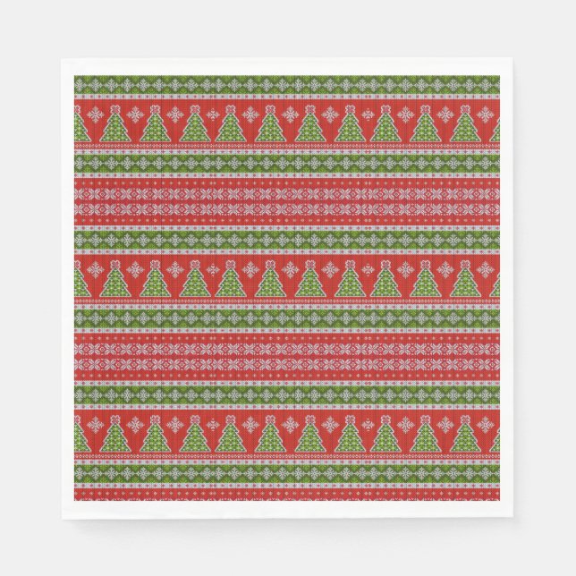 Serviette En Papier Noël Rouge Vert Vacances Moderne (Devant)